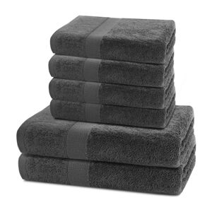 DecoKing Sada ručníků a osušek Marina charcoal, 4 ks 50 x 100 cm, 2 ks 70 x 140 cm