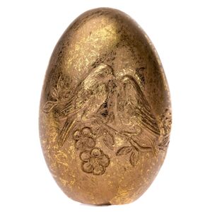 Dekorační zlaté vajíčko s ptáčky, 6 x 10 cm