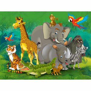 Dětská fototapeta XXL Zvířata v džungli 360 x 270 cm, 4 díly