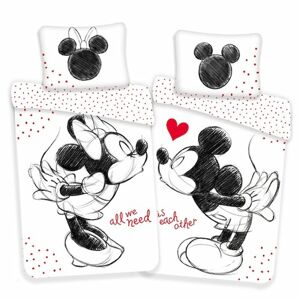 Dětské bavlněné povlečení Mickey a Minnie "All we need", 140 x 200 cm, 70 x 90 cm