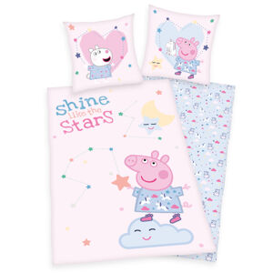 Dětské bavlněné povlečení Peppa Pig Shine like the stars, 140 x 200 cm, 70 x 90 cm