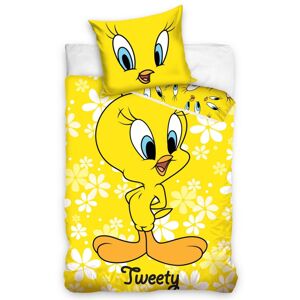 Tiptrade Dětské bavlněné povlečení do postýlky Tweety žlutá, 100 x 135 cm, 40 x 60 cm