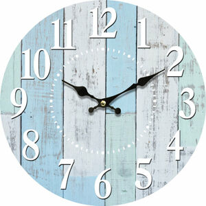 Dřevěné nástěnné hodiny Blue deck, pr. 34 cm