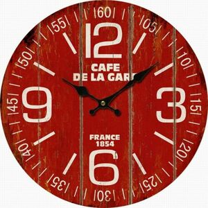 Dřevěné nástěnné hodiny Cafe de la gare, pr. 34 cm