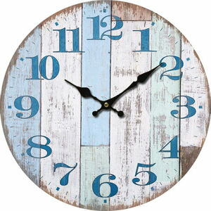 Dřevěné nástěnné hodiny Chiffres bleus, pr. 34 cm