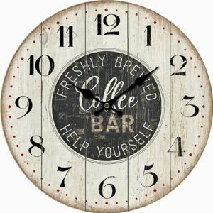 Dřevěné nástěnné hodiny Coffee bar, pr. 34 cm