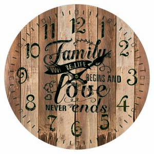 Dřevěné nástěnné hodiny Family love, pr. 34 cm