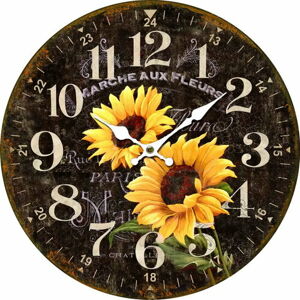 Dřevěné nástěnné hodiny Marche aux fleurs, pr. 34 cm