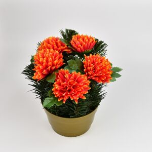 Dušičková dekorace s chryzantémami 23 cm, oranžová