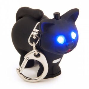 LED klíčenka Kočička, černá