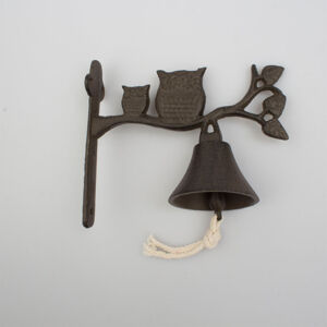 Litinový zvonek Sovy, 17 x 18,5 x 8,5 cm