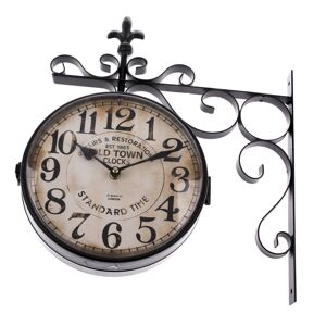 Oboustranné závěsné kovové hodiny Standard time, 38 x 40 cm