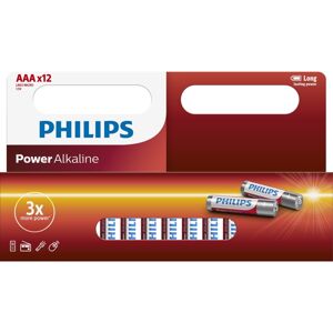 Philips LR03P12W/10 sada alkalických baterií AAA, 12 ks 