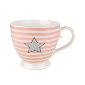 Porcelánový hrnek Striped Star 460 ml, růžová