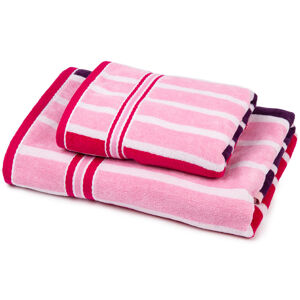 Sada Stripes Sweet ručník a osuška, 70 x 140 cm, 50 x 90 cm