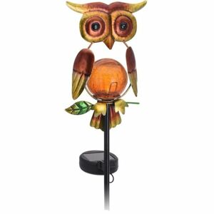 Solární lampa Owl červená, 12 x 6 x 54 cm