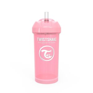 Twistshake Netekoucí láhev s brčkem 360 ml 6 m+, růžová