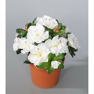 Umělá květina Azalka v květináči bílá, 21 x 10 x 10 cm