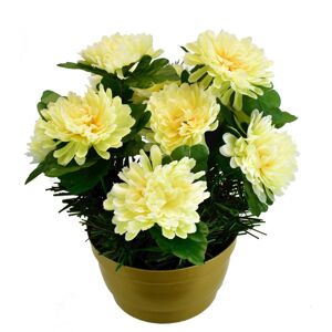 Umělá květina Chryzantéma v květináči, krémová, 23 x 22 x 22 cm