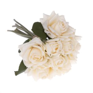 Umělá kytice růží béžová, 26 cm