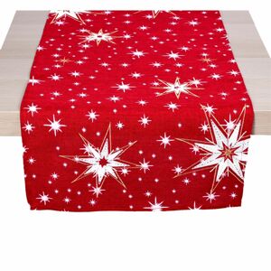 Forbyt Vánoční ubrus Hvězdy červená, 40 x 80 cm